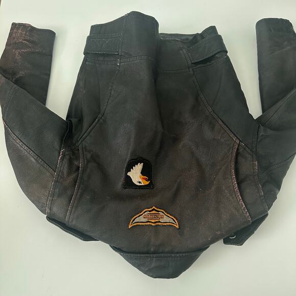 Y2K Wilson Leather Bomber Jacket Harley Patches - Picture 7 of 11